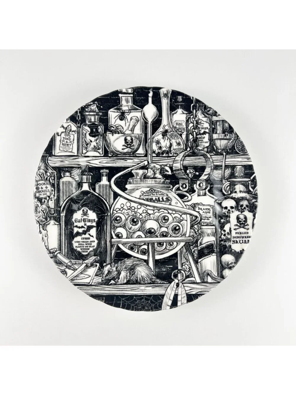 Royal Wessex England Halloween Black White Porcelain 2 Dinner Plates Apothecary